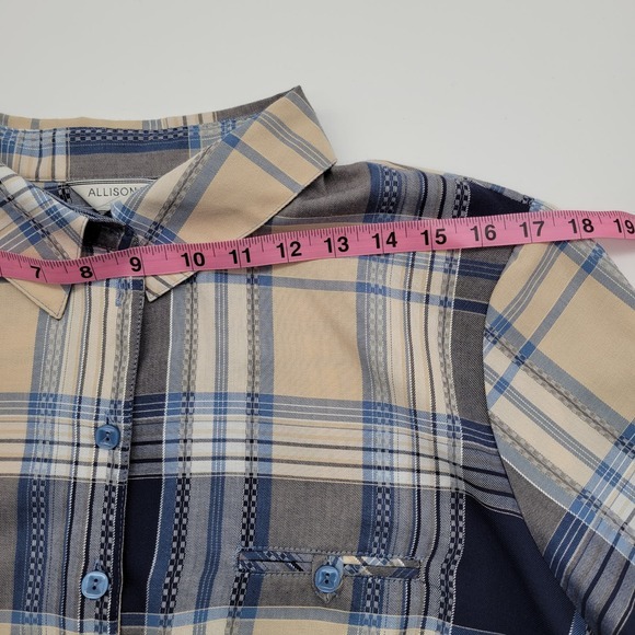 Allison Daley Button Down Plaid Thread Blouse w/ Roll Up Sleeves Womens Sz 2XL - Picture 10 of 12